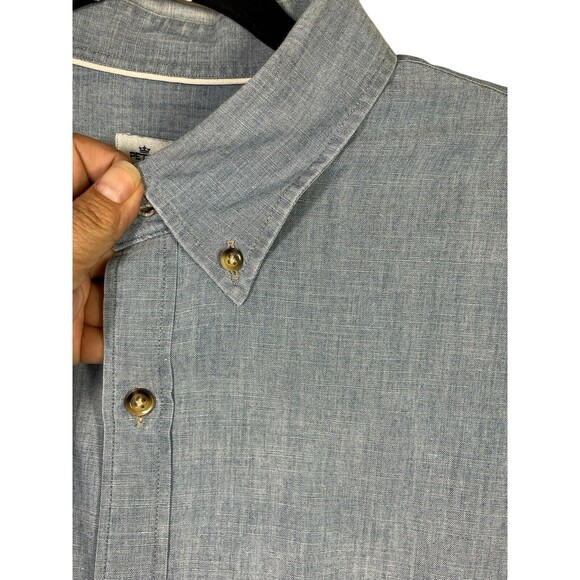 Peter Millar Blue Denim Chambray Shirt Long Sleeve Button Down Size XL‎ Distress - Picture 6 of 11